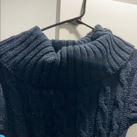 Comfortable Navy Sweater Dress with Belt - Picture 3 of 5